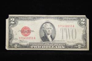lot 24 image: 1928 F Red Seal US $2 Bill