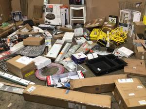 Lot of assorted hardware, tools, plumbing , home decor and more various conditions customer returns see pictures