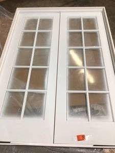 Krosswood 56 in. x 80 in. Craftsman Shaker 10-Lite Both Active MDF Solid Hybrid Core Double Prehung Interior Door customer return see pictures