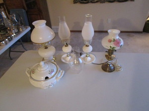 Vintage Lamps & Porcelain Serving Bowl
