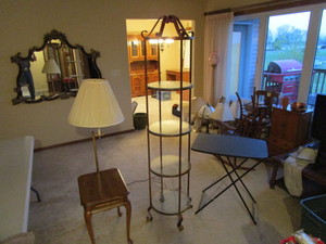 Display Shelf, End Table wLamp, TV Tray