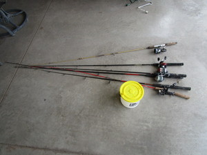 Fishing Poles & Minnow Bucket