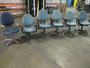 lot 52 image: Blue Desk Chair Lot of 6