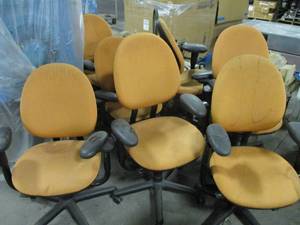 lot 53 image: Orange Desk Chair Lot of 7
