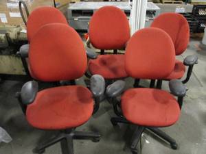 lot 54 image: Red Desk Chair Lot of 5