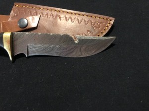 lot 10 image: Stag Handled Damascus steel knife