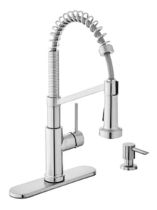 lot 21 image: GLACIER BAY Gage Single-Handle Spring Neck Pull-Down Kitchen Faucet with TurboSpray, FastMount, Soap Dispenser in Stainless Steel