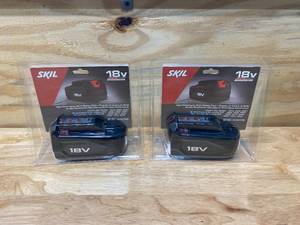 lot 26 image: SKIL Lot of 2-  18-Volt 1.25 Amp-Hour Nickel Cadmium (NiCd) Power Tool Batteries