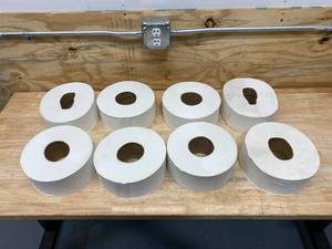 lot 43 image: TOUGH GUY Toilet Paper Roll, Tough Guy, Jumbo Core, 1 Ply, 3 38 in Core Dia., PK 8