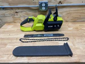 lot 76 image: RYOBI 14 in. 40-Volt Cordless Battery Brushless Lithium-Ion Chainsaw (Tool Only)