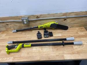 lot 79 image: RYOBI ONE 8 in. 18-Volt Lithium-Ion Cordless Pole Saw 1.3 Ah Battery and Charger Included