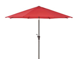 lot 19 image: HAMPTON BAY 9 ft. Aluminum Market Crank and Tilt Patio Umbrella in Ruby