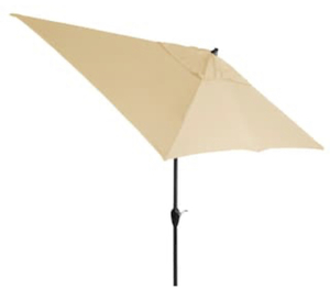 lot 20 image: 10 ft. x 6 ft. Aluminum Market Patio Umbrella in Sunbrella Canvas Antique Beige with Push-Button Tilt