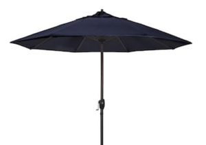 lot 87 image: CALIFORNIA UMBRELLA 9 ft. Aluminum Auto Tilt Patio Umbrella in Navy Blue Olefin