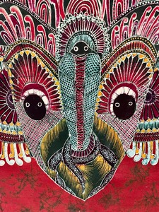lot 19 image: Stunning Vintage Framed Batik - Vibrant Colors