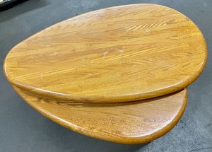 lot 49 image: Double Wood Accent Table on Casters
