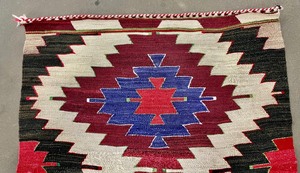 lot 53 image: Vintage Aztec Pattern Handwoven Wool Textile