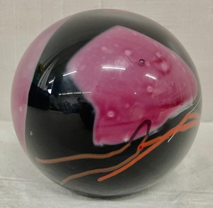 lot 96 image: Signed Art Glass Paperweight- Pink Black