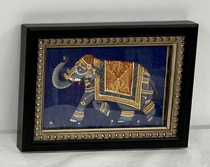 lot 153 image: Pair Framed Vintage Elephant Themed Batik Textiles.