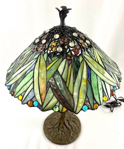 lot 3 image: Paul Sahlin Tiffany Style Stained Glass Table Lamp