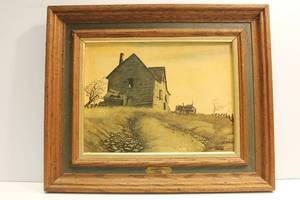 lot 3 image: Alfred Owles Roads End Vintage Framed Art Print