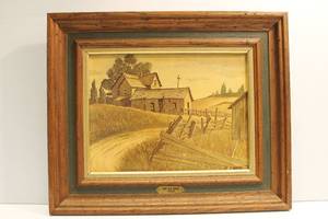 lot 4 image: Alfred Owles The Old Fence Vintage Framed Art Print