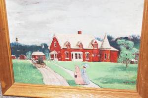 lot 52 image: Canvas And Ink Vintage Art Print Signed By Vesta 1954