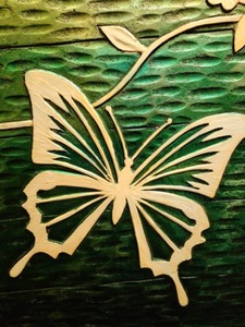 lot 9 image: Painted Wood Butterfly Print