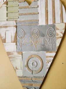 lot 13 image: Painted Wood Wall Hearts