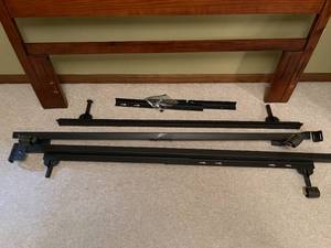 lot 159 image: Ornate Wooden Headboard and Metal Bed Frame