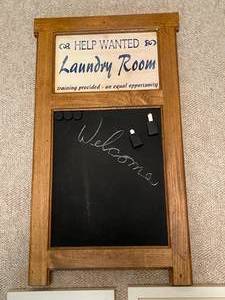 lot 172 image: Laundry Room Blackboard and Two Laundry Room Framed Art Pieces