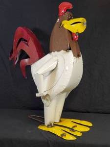 New Large Recycled Metal Garden Art Cartoon Rooster