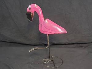 New Recycled Metal Garden Art Pink Flamingo