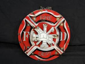 New Recycled Metal Fire Department Sign