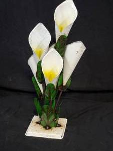 New Recycled Meta Garden Art Calla Lilies  Flowers