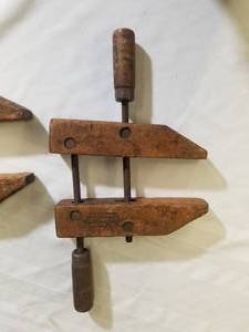 lot 63 image: Collection of Vintage Wood Clamps by Pony Jorgenson