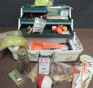 lot 13 image: PLANO TACKLE SYSTEMS TACKLE BOX. FILLED WITH TACKLE.