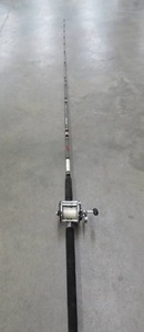lot 4 image: BERKLAY AVENGER ROD 8 6 DOWNRIGGER WITH PENN PEER #209 REEL.