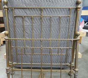 lot 102 image: ANTIQUE SOLID BRASS BED