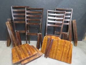 lot 103 image: 4 HARD SOLID WOOD CHAIRS AND TABLE LEGS
