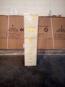 lot 6 image: 62 x 26.5 x 15- 5 draw metal file cabinet by Anderson Hickey Co