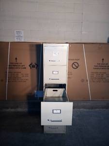 lot 34 image: 60 x 28 x 15 steel file cabinet w 5 draws - dirty