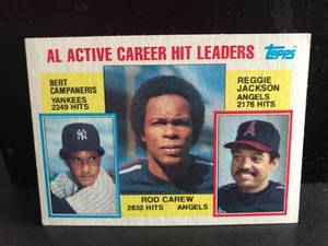 lot 49 image: Rod Carew, Reggie Jackson 1984 Topps Career Hit Leaders