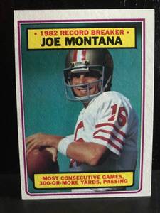lot 55 image: Joe Montana 1983 Topps Record Breaker Card