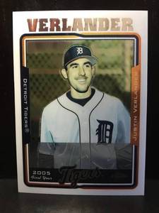 lot 95 image: Justin Verlander 2005 Topps Chrome Certified Autograph Card