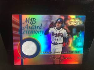 lot 121 image: David Justice 2001 Topps Gold Label Relic Card