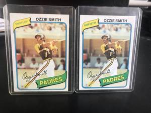 lot 141 image: 2 Ozzie Smith 1980 Topps