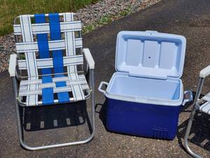 lot 19 image: (2) Folding Lawn Chairs & Cooler