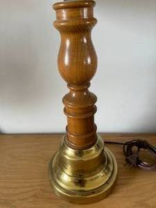 lot 99 image: Wooden Table Lamp w Brass Base