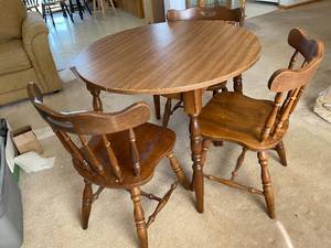 lot 229 image: Round Wooden Table With Three Chairs